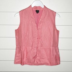 Eileen Fisher Embroidered Silk Sleeveless Blouse Pink Size Small